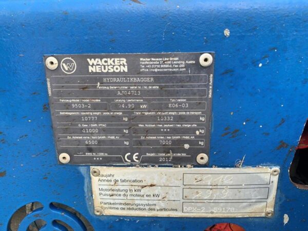 2012-Wacker Neuson 9503-2 – Image 19